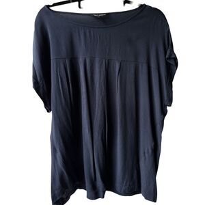 14 Petite NEXT Petite Navy Flowy Top Short Sleeve